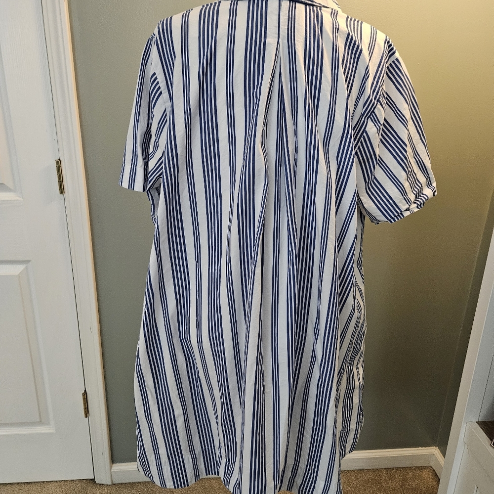 Old Navy Women's Size XL Blue and White Striped Shirt Dress with Pockets - Picture 12 of 15